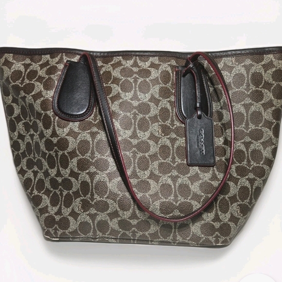 Coach Brown and Black Signature Tote - Picture 1 of 9